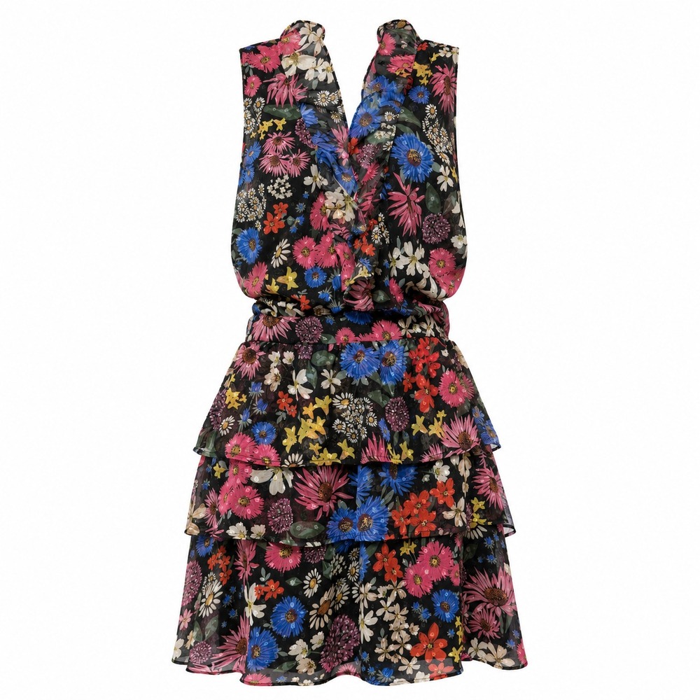 Spring + Mercer Romantic Floral Party Dress Size large Tiered Ruffle Coquette